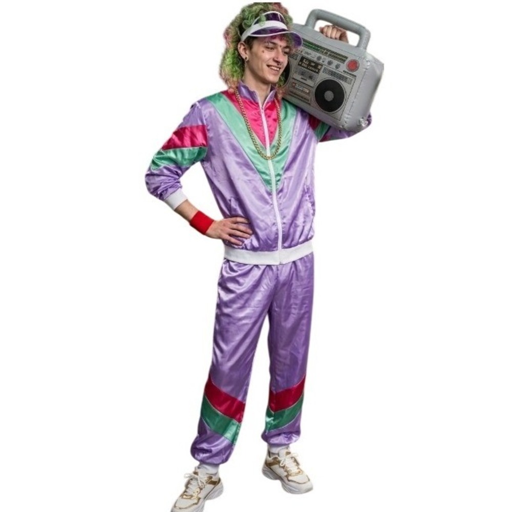 80s 90s Retro Windbreaker Tracksuit Unisex Halloween Costume XL Theme Party NEW